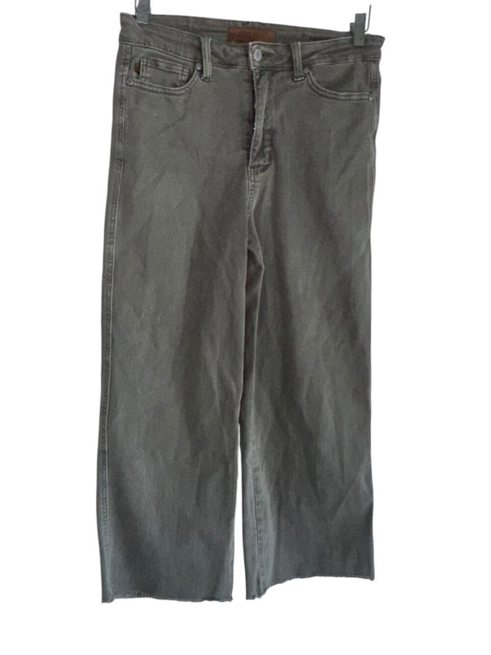 Judy Blue Garment Dyed Wide Leg Cropped Jeans Olive Green Size 9 29 Bohemian